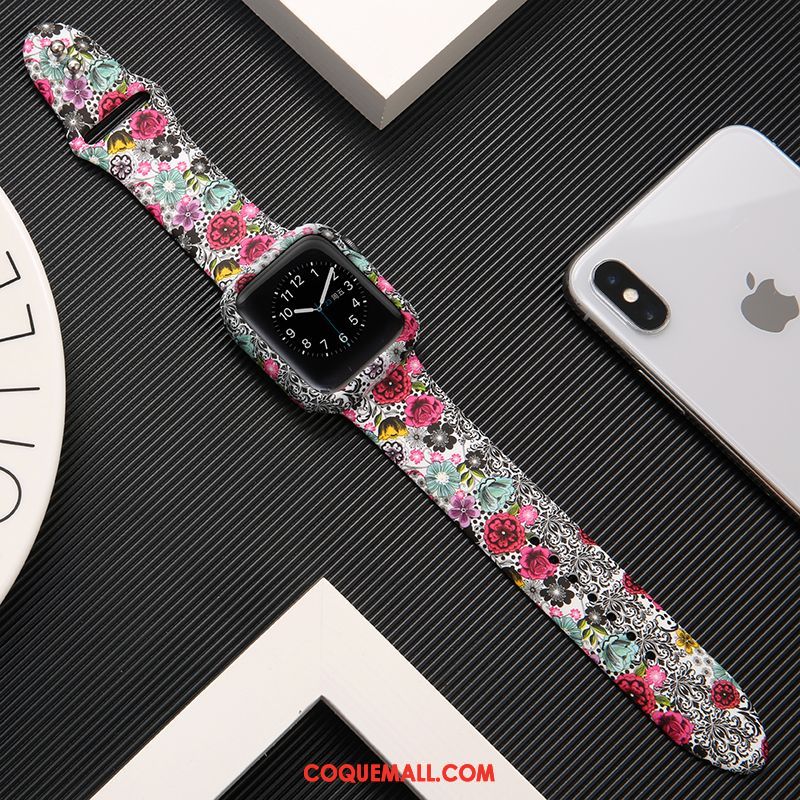 Étui Apple Watch Series 1 Noir Silicone Imprimé, Coque Apple Watch Series 1 Protection Marque De Tendance
