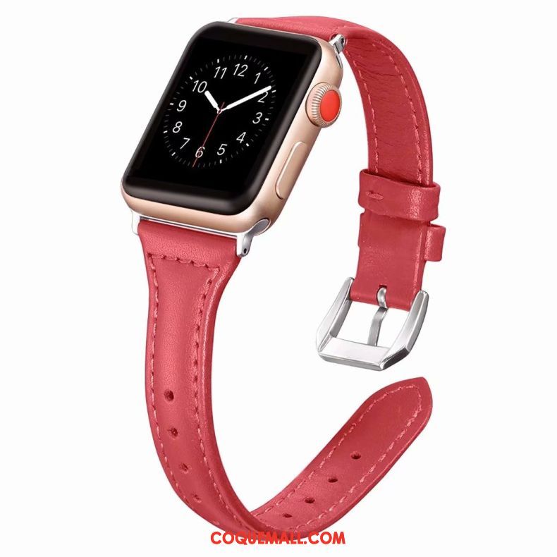 Étui Apple Watch Series 2 Rose Côté Fin Cuir Véritable, Coque Apple Watch Series 2