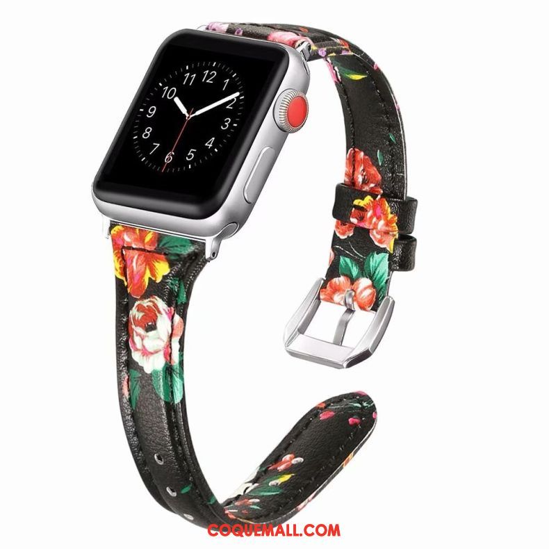 Étui Apple Watch Series 2 Rose Côté Fin Cuir Véritable, Coque Apple Watch Series 2