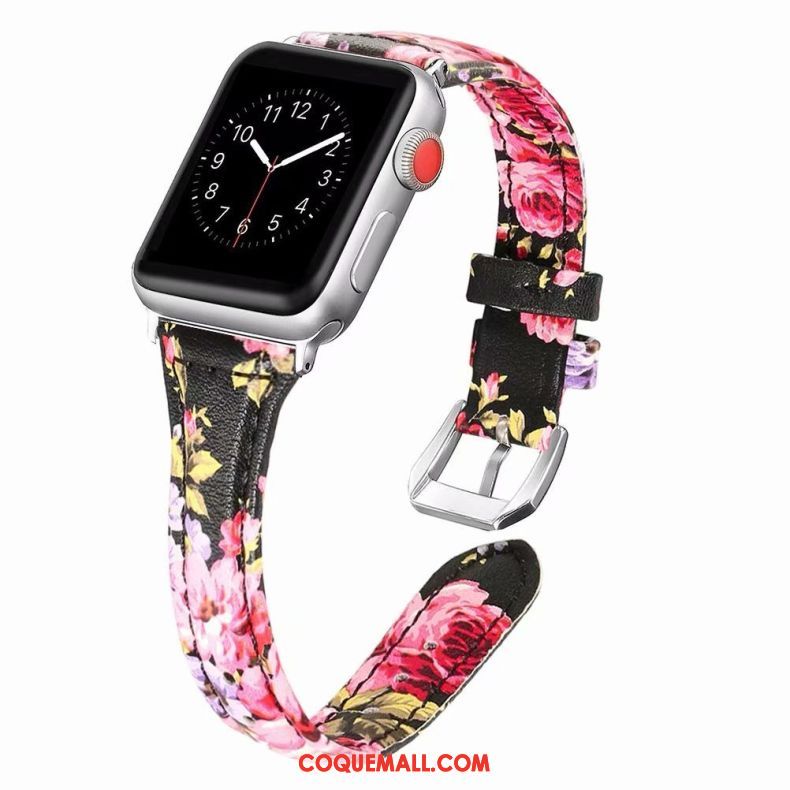 Étui Apple Watch Series 2 Rose Côté Fin Cuir Véritable, Coque Apple Watch Series 2