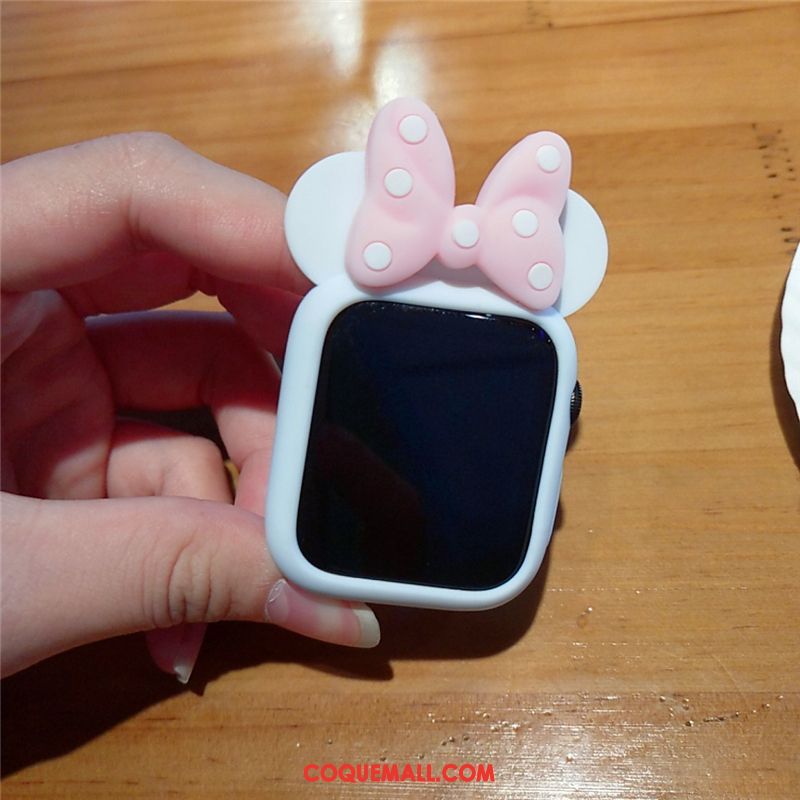 Étui Apple Watch Series 2 Rose En Silicone Blanc, Coque Apple Watch Series 2 Papillon Incassable