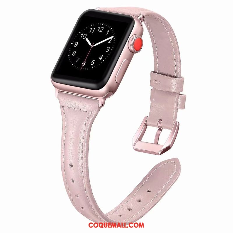 Étui Apple Watch Series 3 Cuir Véritable Côté Fin Violet, Coque Apple Watch Series 3