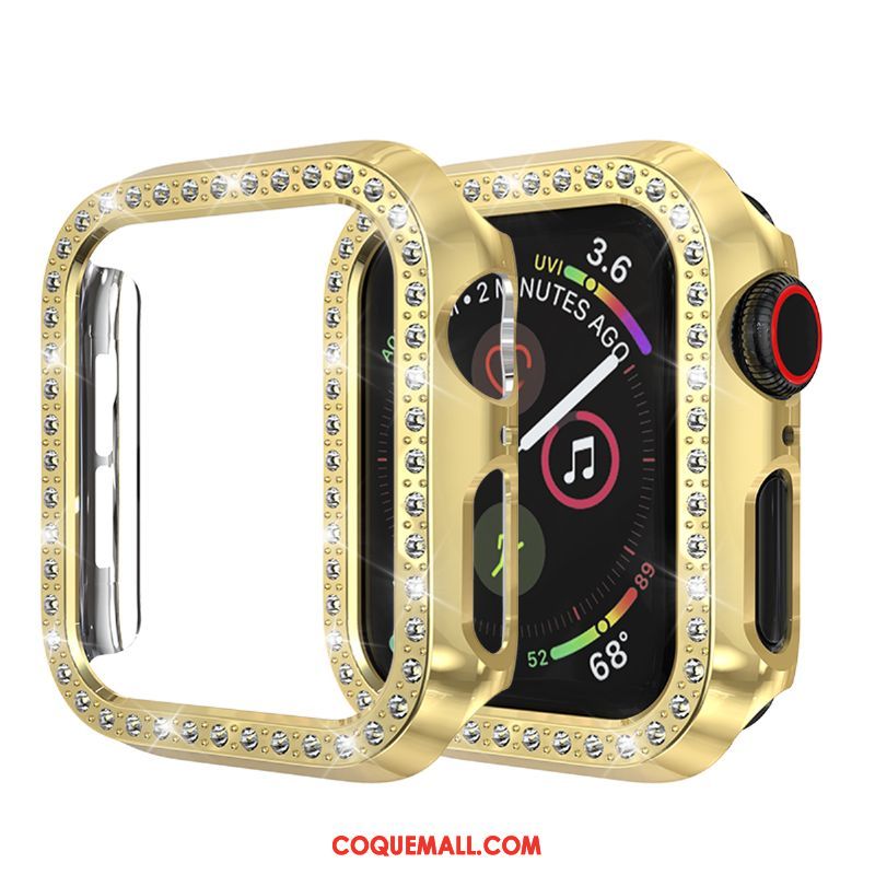 Étui Apple Watch Series 3 Protection Incruster Strass Incassable, Coque Apple Watch Series 3 Or