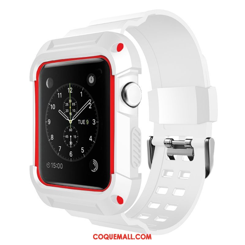 Étui Apple Watch Series 3 Rouge Personnalité Imperméable, Coque Apple Watch Series 3 Protection Silicone