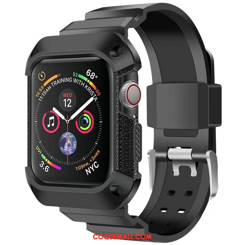 Étui Apple Watch Series 4 Armure Sport Incassable, Coque Apple Watch Series 4 Bleu Protection