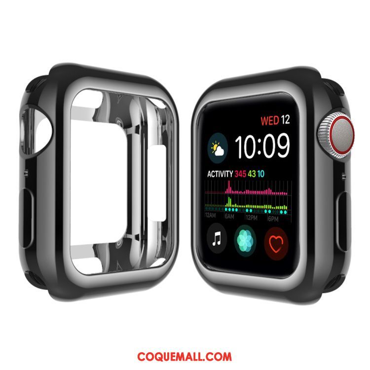 Étui Apple Watch Series 4 Silicone Rose Pu, Coque Apple Watch Series 4 Bordure Placage