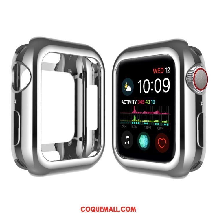 Étui Apple Watch Series 4 Silicone Rose Pu, Coque Apple Watch Series 4 Bordure Placage