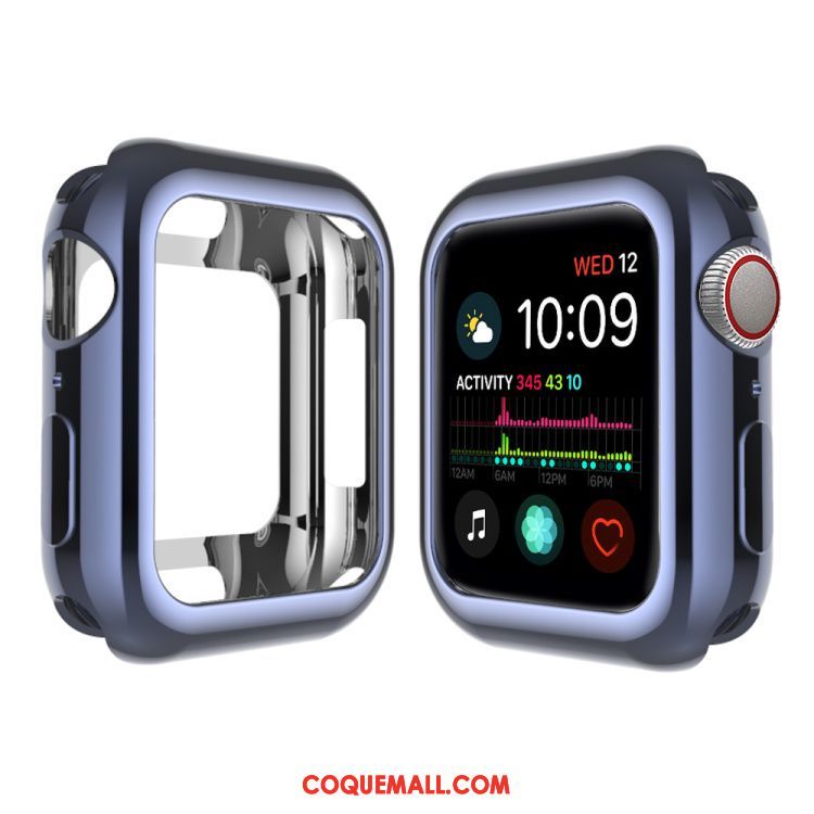 Étui Apple Watch Series 4 Silicone Rose Pu, Coque Apple Watch Series 4 Bordure Placage