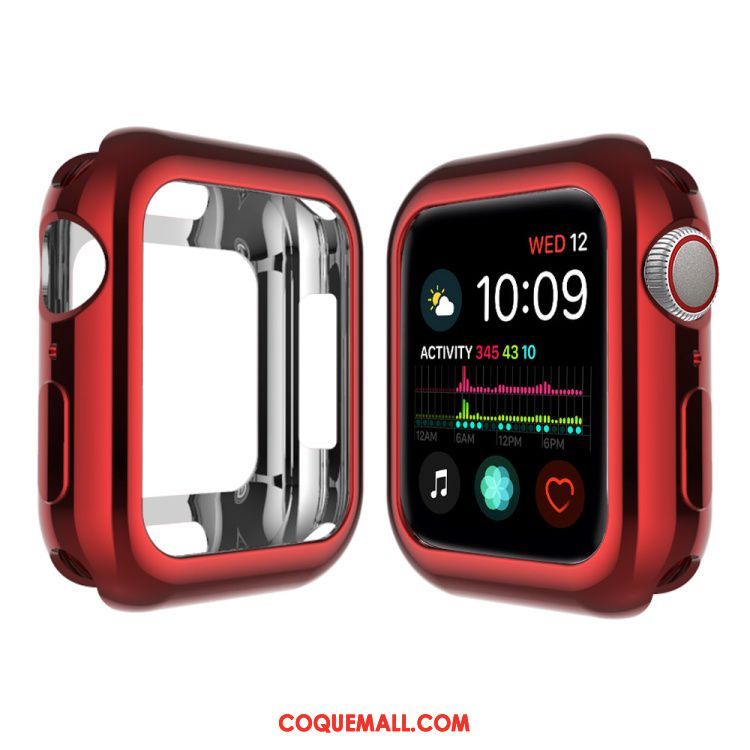 Étui Apple Watch Series 4 Silicone Rose Pu, Coque Apple Watch Series 4 Bordure Placage