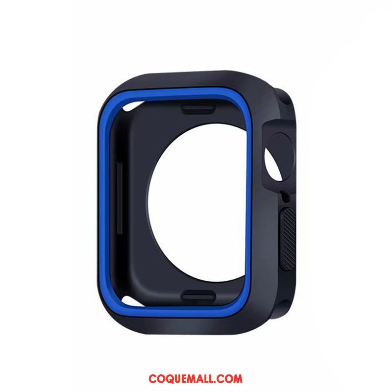 Étui Apple Watch Series 5 Protection Silicone Border, Coque Apple Watch Series 5 Bleu Tout Compris