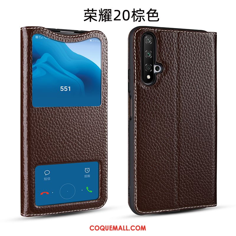 Étui Honor 20 Cuir Téléphone Portable Vin Rouge, Coque Honor 20 Cuir Véritable Tout Compris