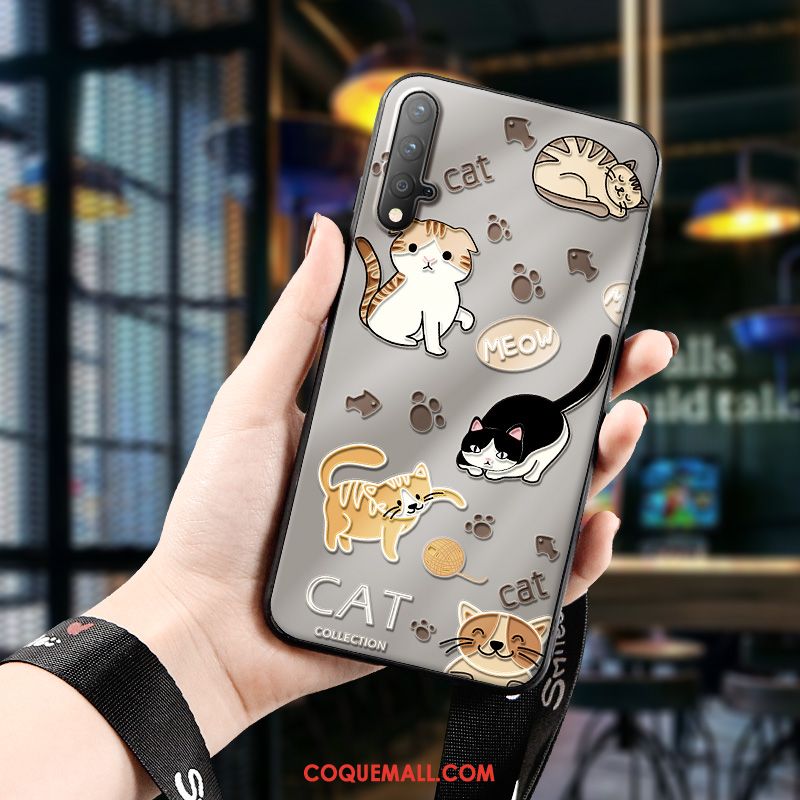 Étui Honor 20 Net Rouge Dessin Animé Chat, Coque Honor 20 Protection Téléphone Portable