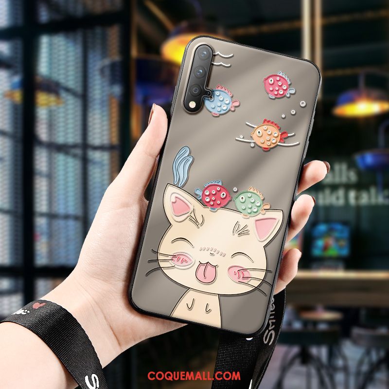 Étui Honor 20 Net Rouge Dessin Animé Chat, Coque Honor 20 Protection Téléphone Portable