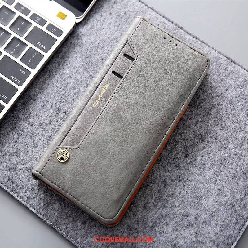 Étui Honor 20 Pro Carte En Cuir Protection, Coque Honor 20 Pro Téléphone Portable Gris