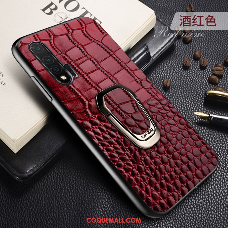 Étui Honor 20 Pro Couleur Unie Anneau Magnétisme, Coque Honor 20 Pro Cuir Véritable Très Mince Braun