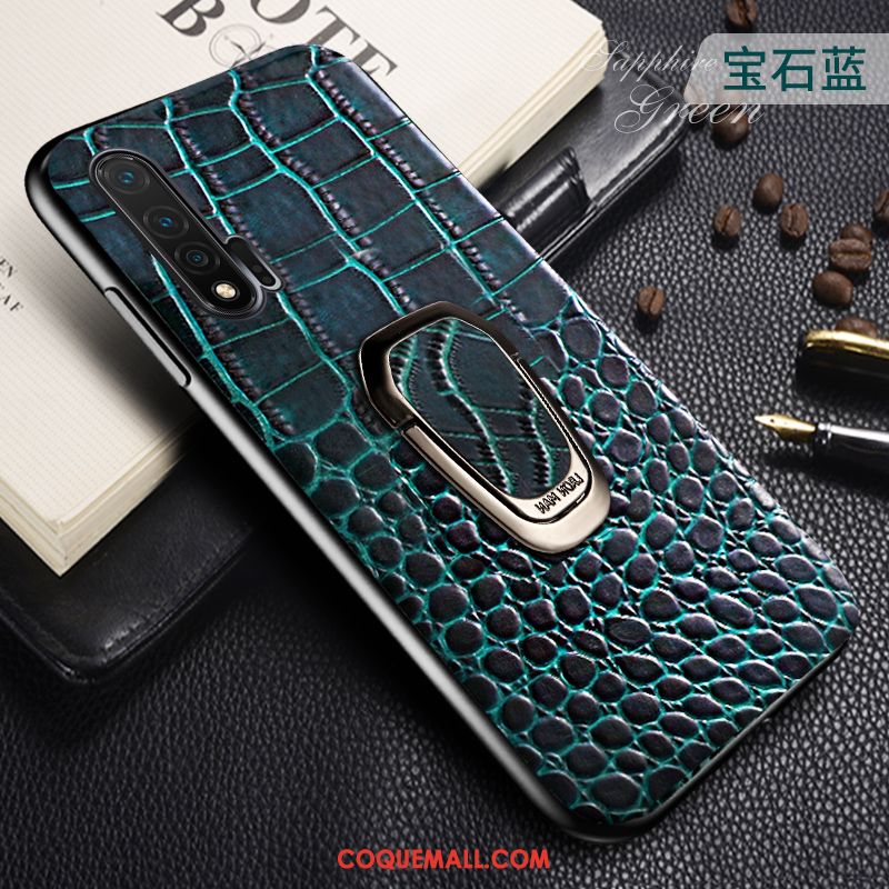 Étui Honor 20 Pro Couleur Unie Anneau Magnétisme, Coque Honor 20 Pro Cuir Véritable Très Mince Braun