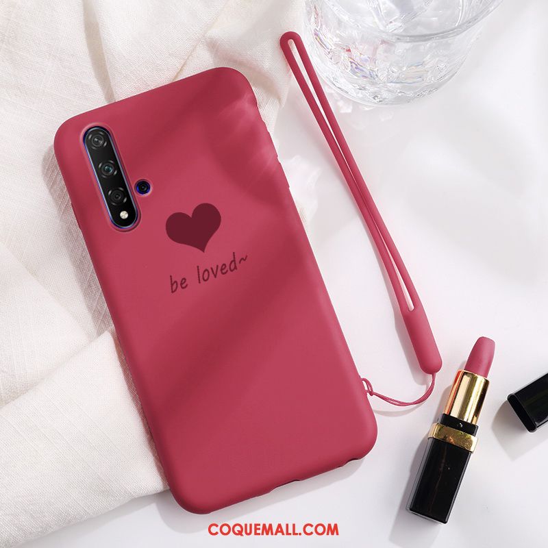 Étui Honor 20 Très Mince Fluide Doux Téléphone Portable, Coque Honor 20 Délavé En Daim Rouge