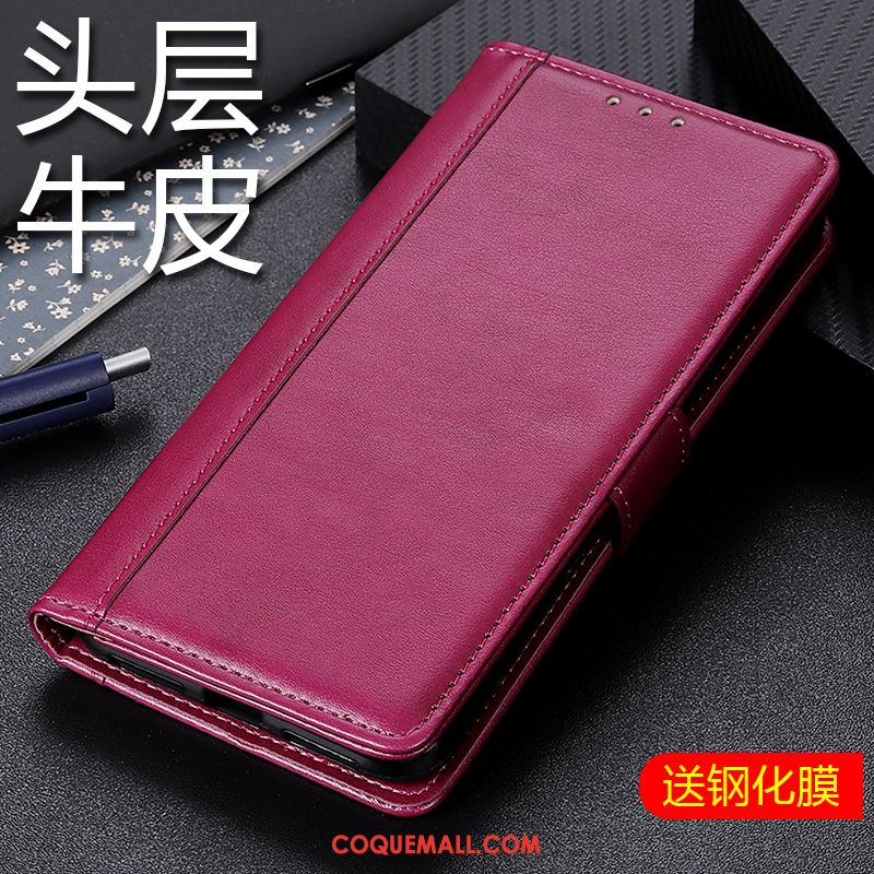 Étui Honor 30 Pro Cuir Véritable Téléphone Portable Rouge, Coque Honor 30 Pro En Cuir Plier