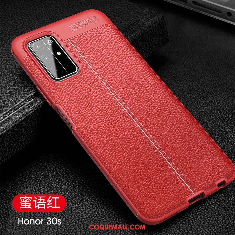 Étui Honor 30s Rouge En Cuir Luxe, Coque Honor 30s Nouveau Protection