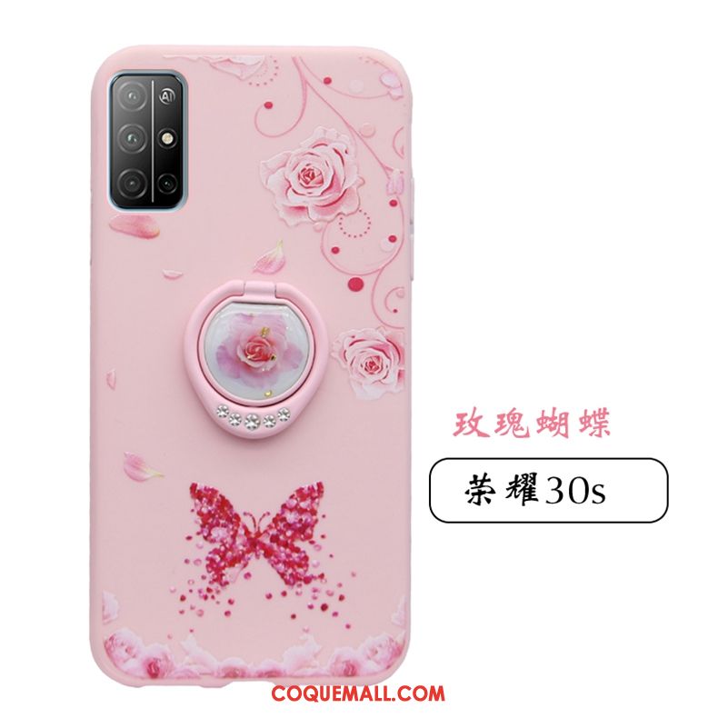 Étui Honor 30s Silicone Marque De Tendance Rose, Coque Honor 30s Net Rouge Très Mince