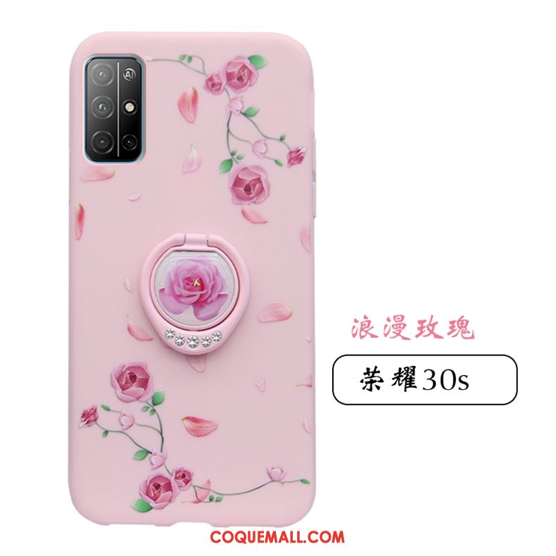 Étui Honor 30s Silicone Marque De Tendance Rose, Coque Honor 30s Net Rouge Très Mince