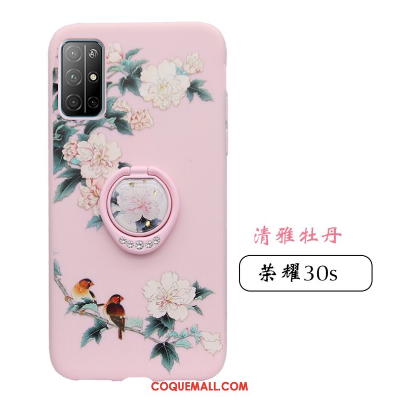 Étui Honor 30s Silicone Marque De Tendance Rose, Coque Honor 30s Net Rouge Très Mince