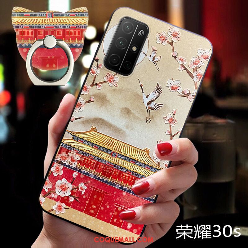 Étui Honor 30s Silicone Style Chinois Tout Compris, Coque Honor 30s Très Mince Rouge