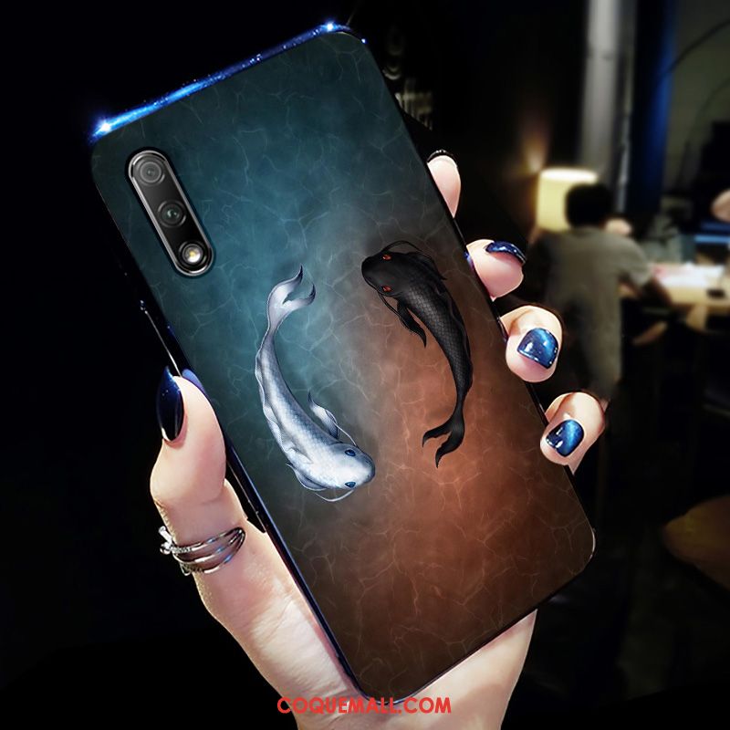 Étui Honor 9x Noir Protection Délavé En Daim, Coque Honor 9x Mode Charmant