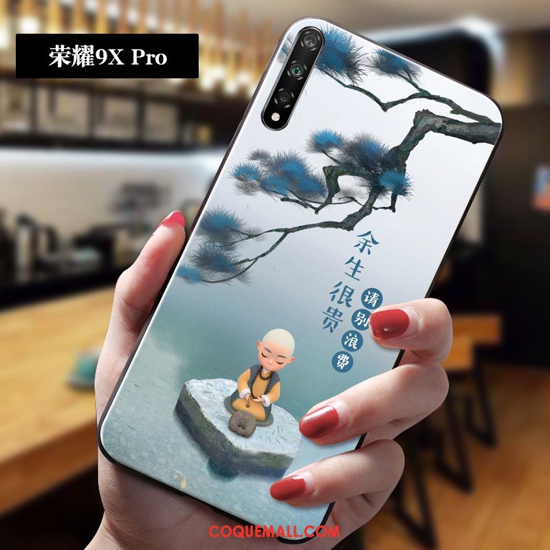 Étui Honor 9x Pro Fluide Doux Bleu Marque De Tendance, Coque Honor 9x Pro Style Chinois Protection