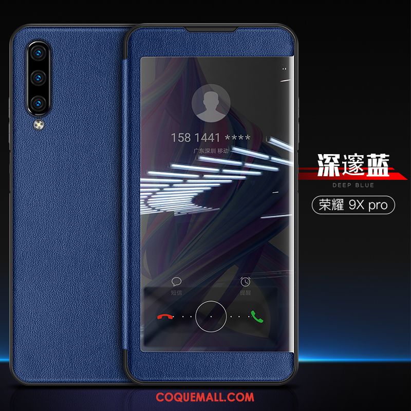 Étui Honor 9x Pro Mode En Cuir Clamshell, Coque Honor 9x Pro Bleu Marque De Tendance