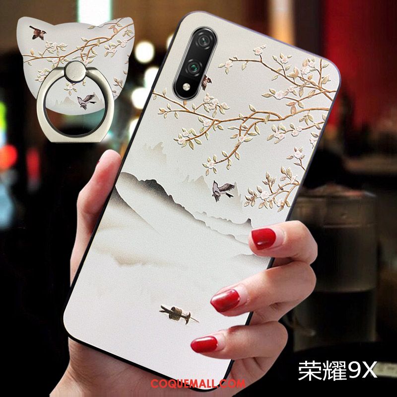 Étui Honor 9x Silicone Très Mince Personnalité, Coque Honor 9x Style Chinois Fluide Doux Beige