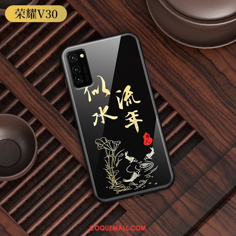 Étui Honor View30 Amoureux Personnalité Noir, Coque Honor View30 Lumineuses Téléphone Portable