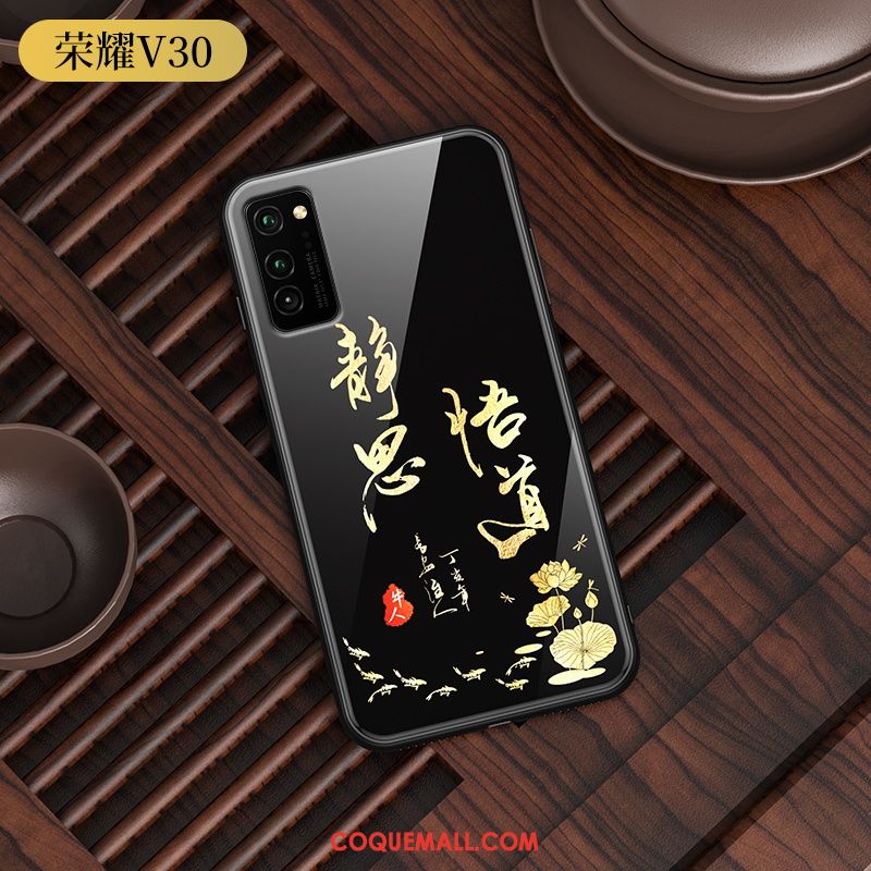 Étui Honor View30 Amoureux Personnalité Noir, Coque Honor View30 Lumineuses Téléphone Portable