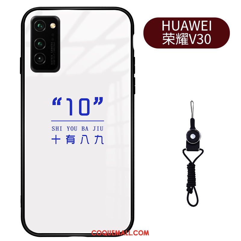 Étui Honor View30 Amoureux Téléphone Portable Verre Trempé, Coque Honor View30 Noir Personnalité