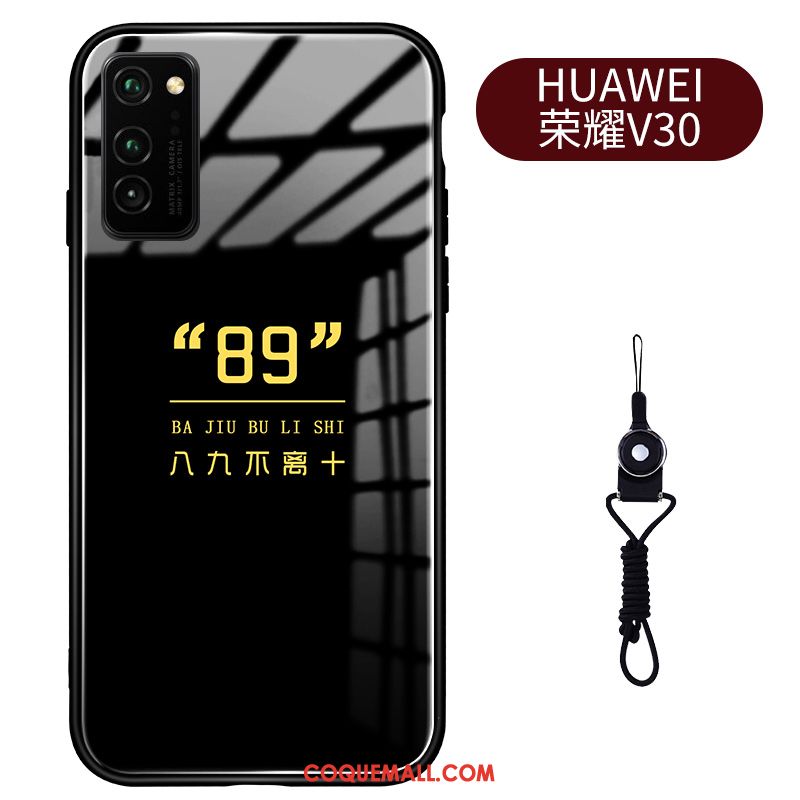 Étui Honor View30 Amoureux Téléphone Portable Verre Trempé, Coque Honor View30 Noir Personnalité