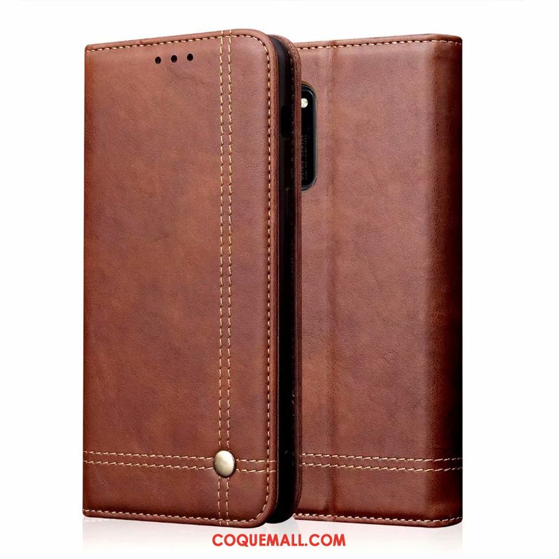 Étui Honor View30 Cuir Véritable Marron En Cuir, Coque Honor View30 Téléphone Portable Membrane