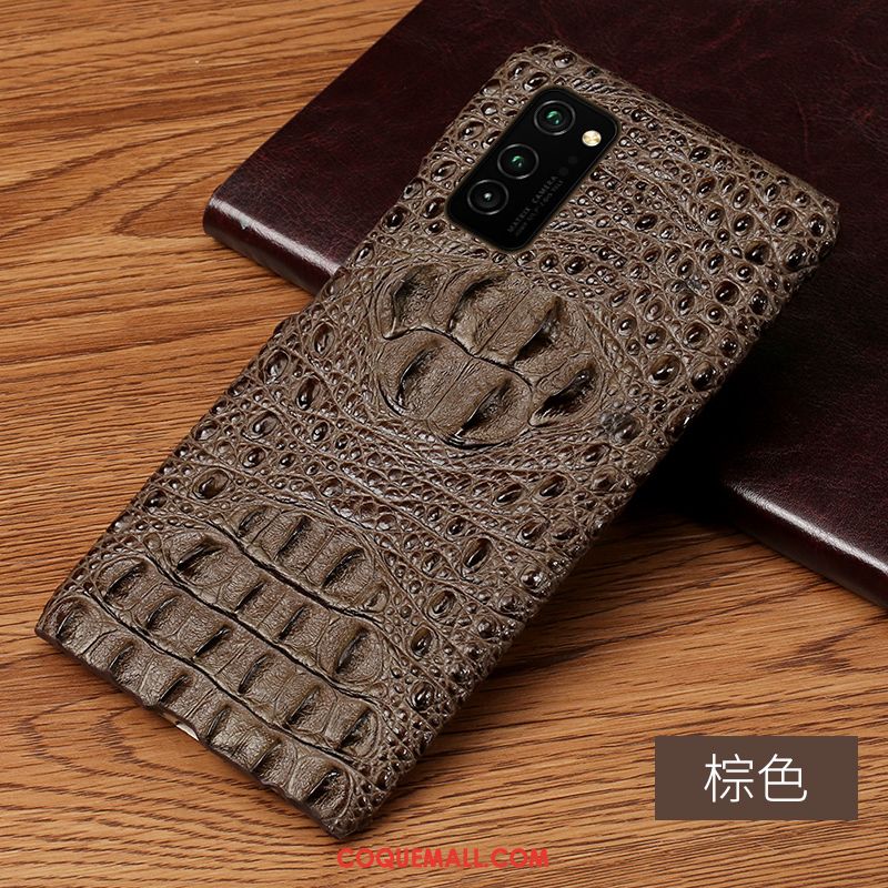 Étui Honor View30 Incassable Crocodile Modèle Qualité, Coque Honor View30 Personnalisé Luxe Braun