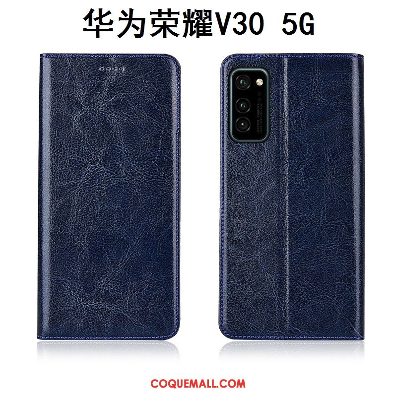 Étui Honor View30 Nouveau Fluide Doux Cuir Véritable, Coque Honor View30 Modèle Fleurie Incassable