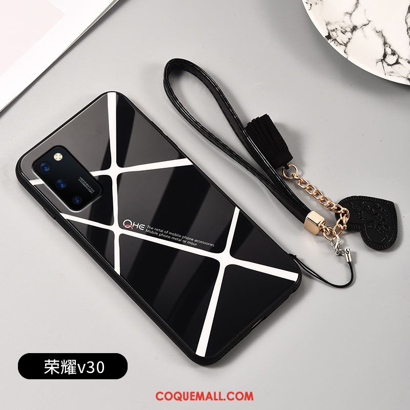 Étui Honor View30 Plaid Fluide Doux Téléphone Portable, Coque Honor View30 Incassable Noir