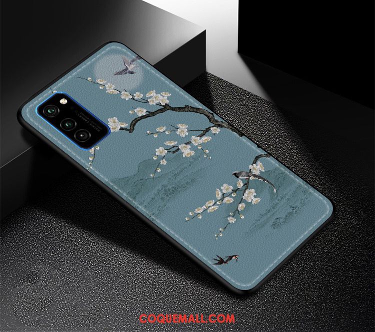 Étui Honor View30 Pro Bleu Gaufrage Tout Compris, Coque Honor View30 Pro Incassable Téléphone Portable