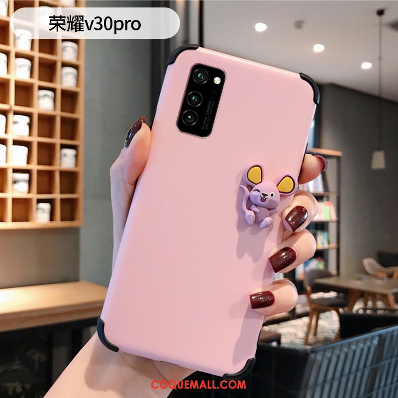 Étui Honor View30 Pro Dessin Animé Protection Silicone, Coque Honor View30 Pro Net Rouge Délavé En Daim