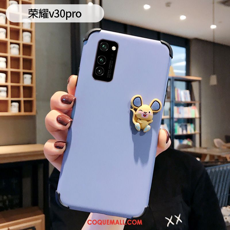 Étui Honor View30 Pro Dessin Animé Protection Silicone, Coque Honor View30 Pro Net Rouge Délavé En Daim