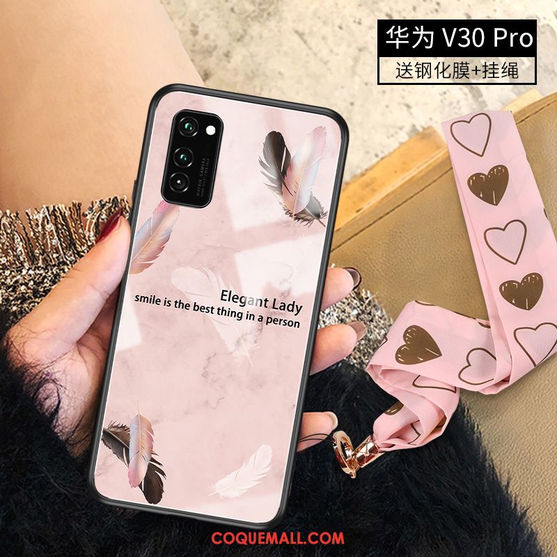 Étui Honor View30 Pro Luxe Miroir Plume, Coque Honor View30 Pro Personnalité Téléphone Portable