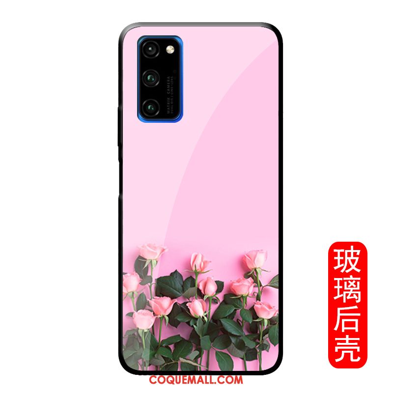 Étui Honor View30 Pro Personnalité Simple Fleur, Coque Honor View30 Pro Verre Trempé Créatif