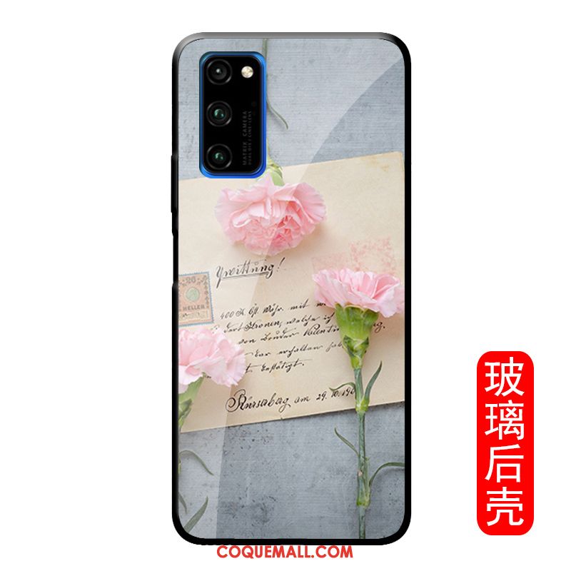 Étui Honor View30 Pro Personnalité Simple Fleur, Coque Honor View30 Pro Verre Trempé Créatif