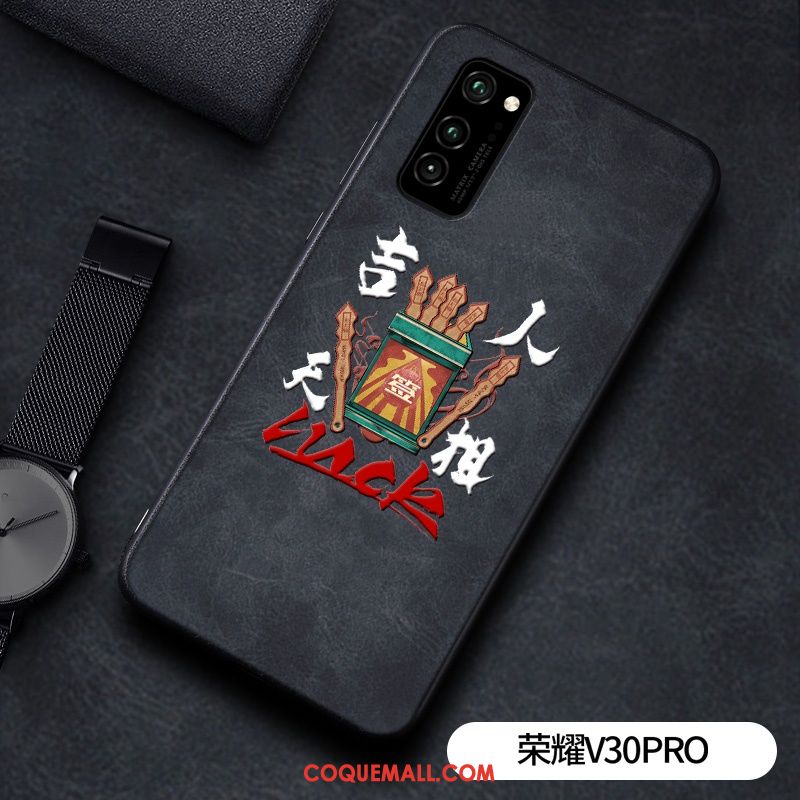 Étui Honor View30 Pro Téléphone Portable Net Rouge Cuir, Coque Honor View30 Pro Modèle Fleurie Protection