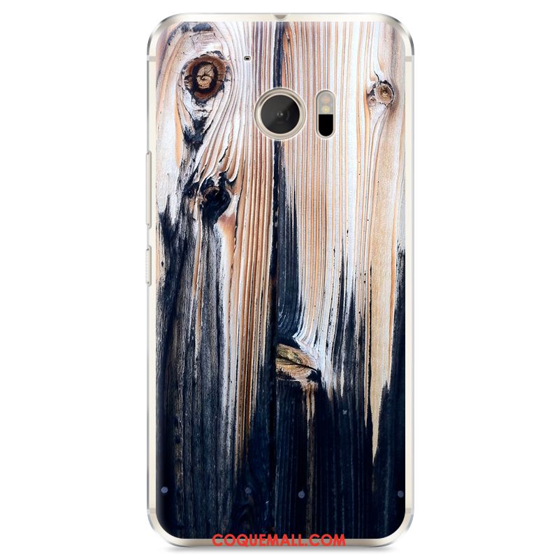 Étui Htc 10 Protection Téléphone Portable Noir, Coque Htc 10 Grain De Bois Difficile