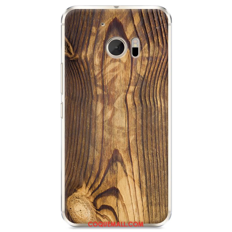 Étui Htc 10 Protection Téléphone Portable Noir, Coque Htc 10 Grain De Bois Difficile