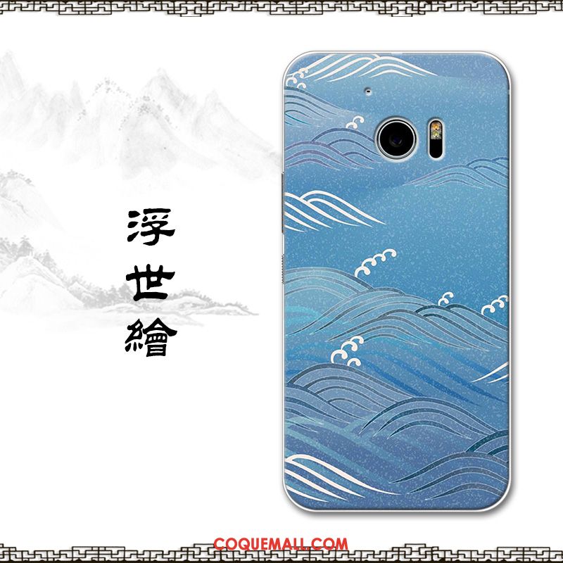 Étui Htc 10 Téléphone Portable Style Chinois Bleu, Coque Htc 10 Personnalisé Fluide Doux
