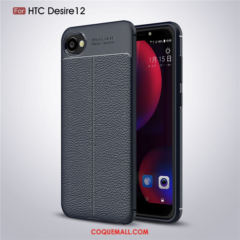 Étui Htc Desire 12 Fluide Doux Incassable Protection, Coque Htc Desire 12 Noir Modèle Fleurie